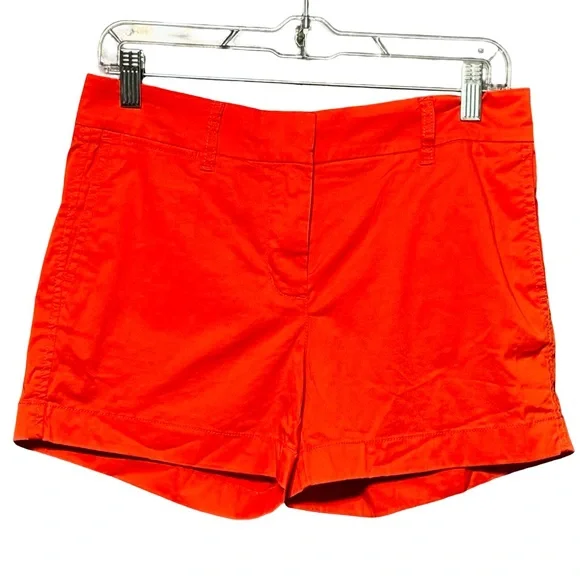 J.Crew Chino NEW 4” Cotton Flat Front Shorts in Vivid Flame size 2 - Picture 3 of 14